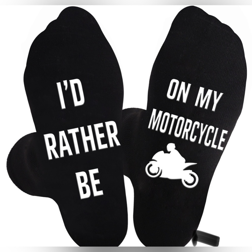 Unisex grip novelty socks "I'd rather be on my motorcycle "